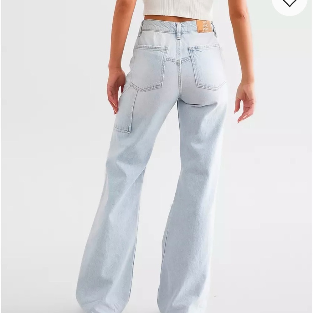 Free People Light Wash Baggy Distressed Jeans - Picture 3 of 9